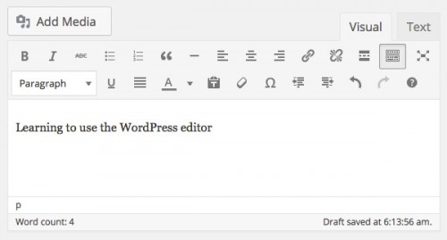  Learning to use the WordPress editor