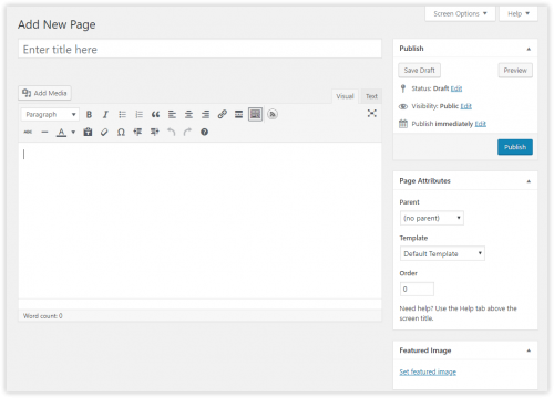 The current content editor in WordPress